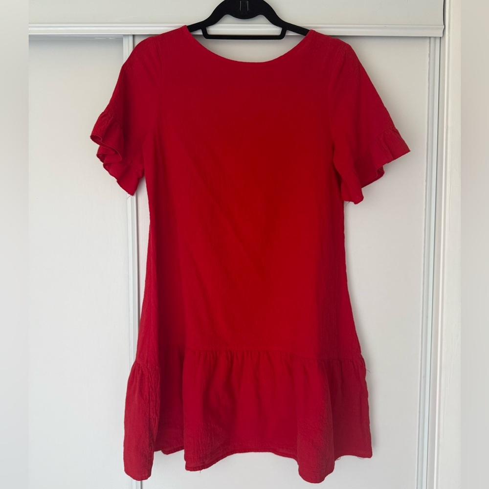 Love the Label Red Mini Dress with Ruffle Hem